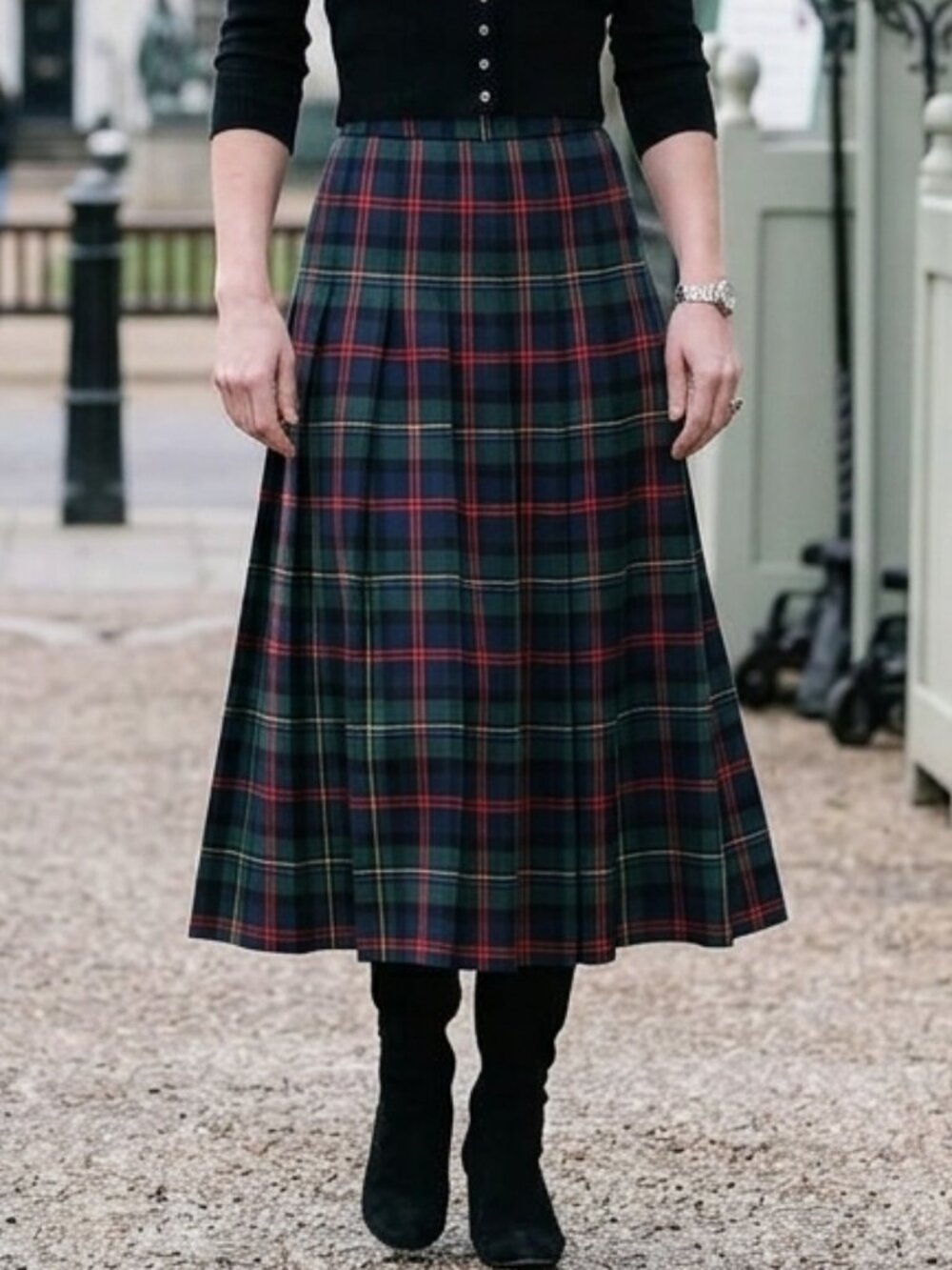 Pendleton Vintage Malcolm Tartan Plaid Pure Virgin Wool Peated Midi Skirt Sz 12P
